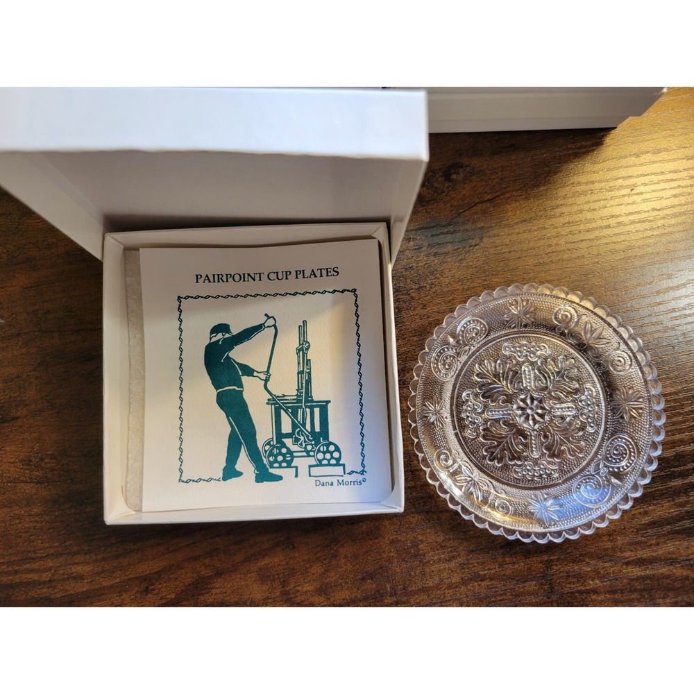 Vintage Dana Morris Pairpoint Cup Plate w/box - Clear Snowflake